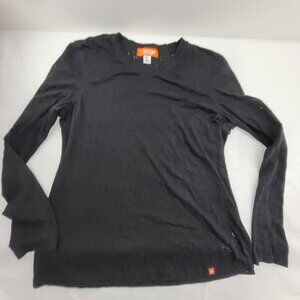 Orange Standard T-Shirt Women's XL Black Semi-Sheer Burnout pattern Long Sleeve